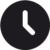 A black silhouette of a clock showing the time as 10:10 against a white background.
